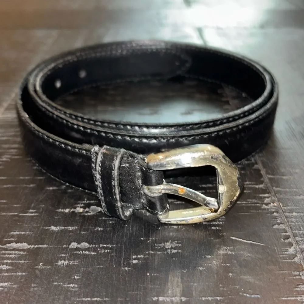 Vintage Christian Dior Spain Black Split Leather Size 40 Belt Men’s​​​​​